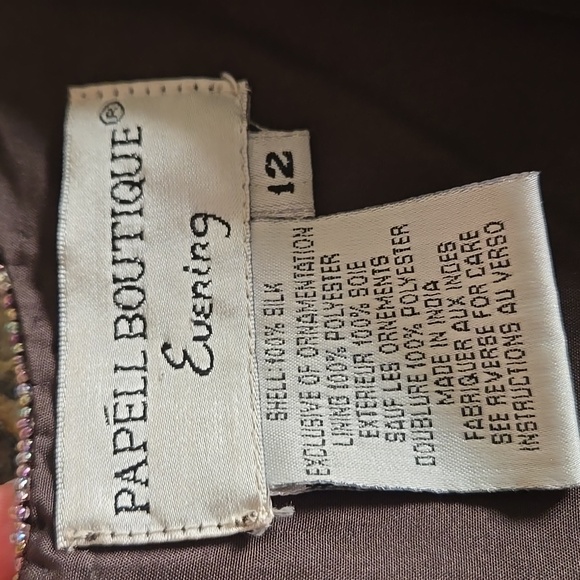 Vintage Papell Boutique Beaded Silk Slip Dress Brown 1920s Gatsby Evening Size 8 - Picture 9 of 10